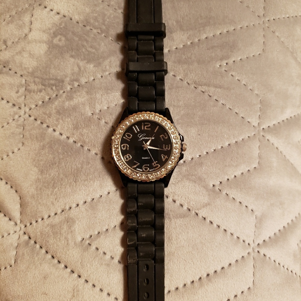 Womens Geneva Silicone Jeweled watch